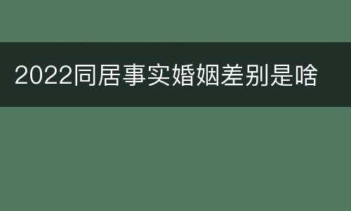 2022同居事实婚姻差别是啥