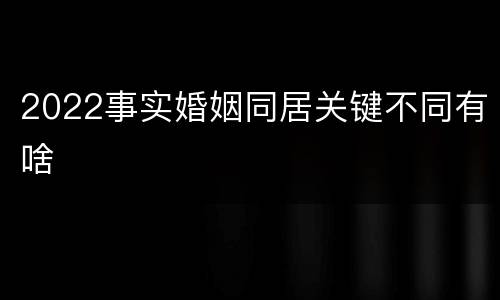 2022事实婚姻同居关键不同有啥