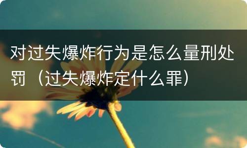 对过失爆炸行为是怎么量刑处罚（过失爆炸定什么罪）