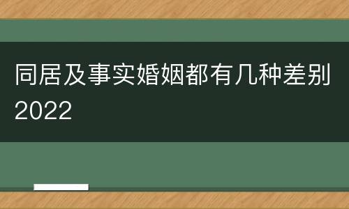 同居及事实婚姻都有几种差别2022