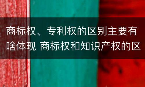 商标权、专利权的区别主要有啥体现 商标权和知识产权的区别