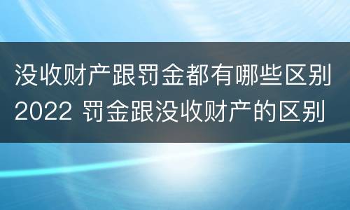 没收财产跟罚金都有哪些区别2022 罚金跟没收财产的区别