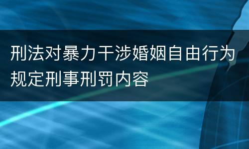 刑法对暴力干涉婚姻自由行为规定刑事刑罚内容