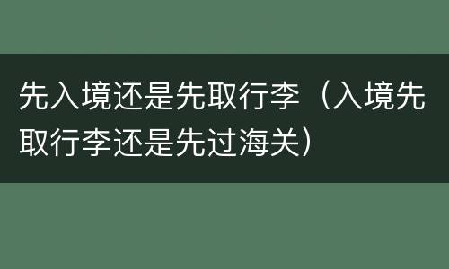 先入境还是先取行李（入境先取行李还是先过海关）