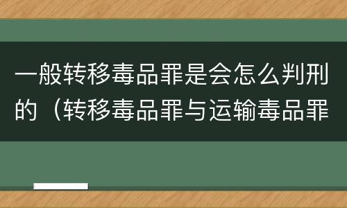 一般转移毒品罪是会怎么判刑的（转移毒品罪与运输毒品罪的区别）