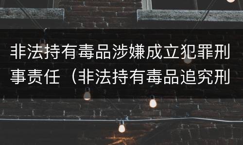 非法持有毒品涉嫌成立犯罪刑事责任（非法持有毒品追究刑事责任吗）