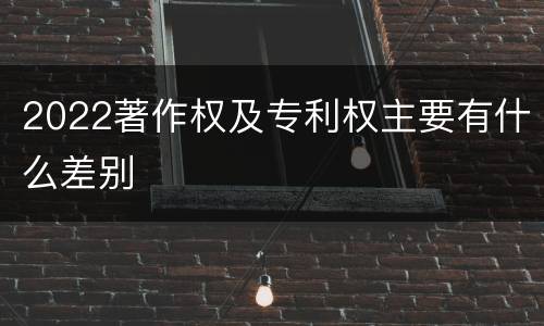 2022著作权及专利权主要有什么差别