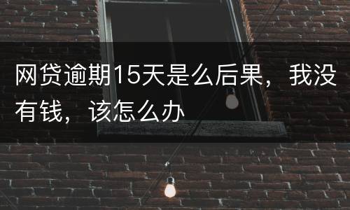 网贷逾期15天是么后果，我没有钱，该怎么办