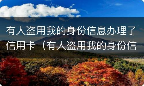 有人盗用我的身份信息办理了信用卡（有人盗用我的身份信息办理了信用卡怎么处理）