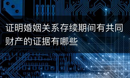 证明婚姻关系存续期间有共同财产的证据有哪些