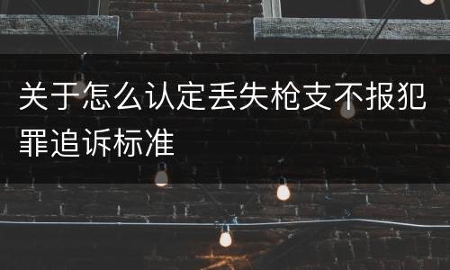 关于怎么认定丢失枪支不报犯罪追诉标准