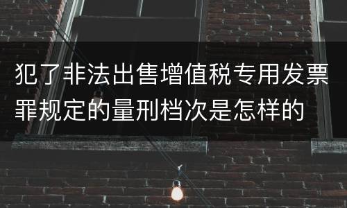 犯了非法出售增值税专用发票罪规定的量刑档次是怎样的