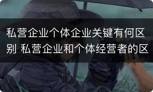 私营企业个体企业关键有何区别 私营企业和个体经营者的区别