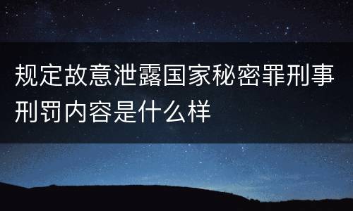 规定故意泄露国家秘密罪刑事刑罚内容是什么样
