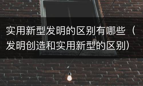 实用新型发明的区别有哪些（发明创造和实用新型的区别）