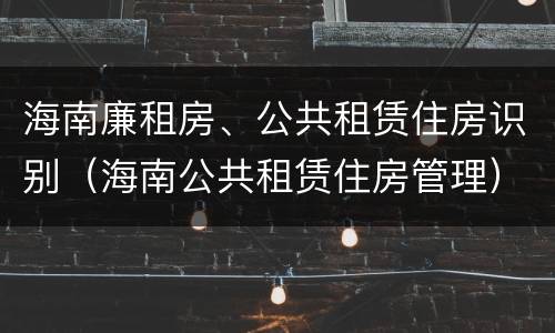 海南廉租房、公共租赁住房识别（海南公共租赁住房管理）