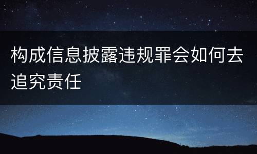 构成信息披露违规罪会如何去追究责任