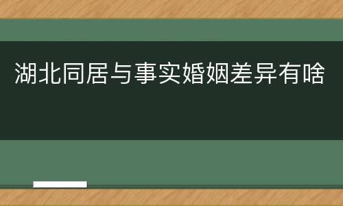 湖北同居与事实婚姻差异有啥