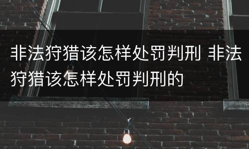 非法狩猎该怎样处罚判刑 非法狩猎该怎样处罚判刑的