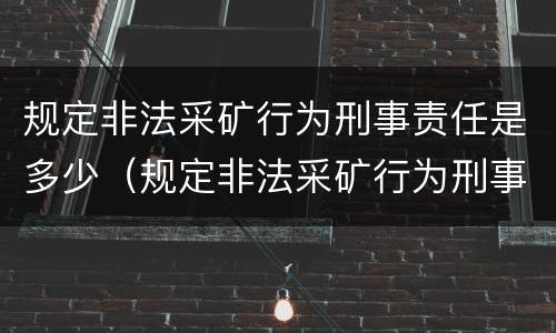 规定非法采矿行为刑事责任是多少（规定非法采矿行为刑事责任是多少条）
