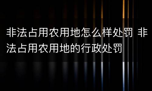 非法占用农用地怎么样处罚 非法占用农用地的行政处罚