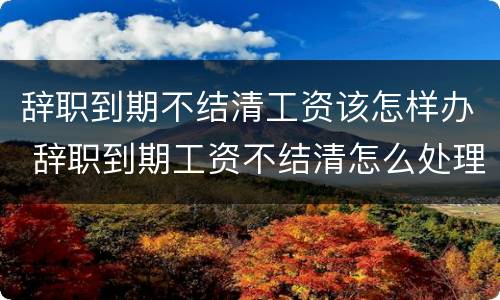 辞职到期不结清工资该怎样办 辞职到期工资不结清怎么处理
