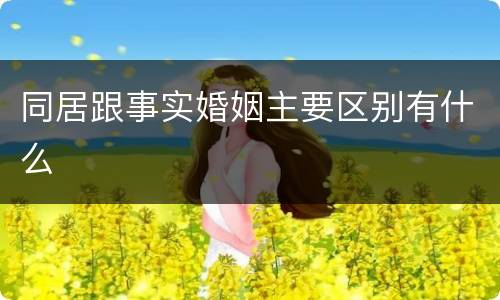 同居跟事实婚姻主要区别有什么