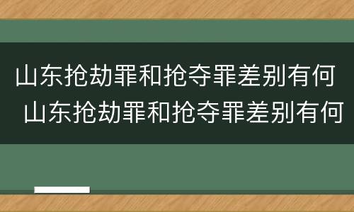山东抢劫罪和抢夺罪差别有何 山东抢劫罪和抢夺罪差别有何不同