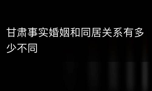 甘肃事实婚姻和同居关系有多少不同