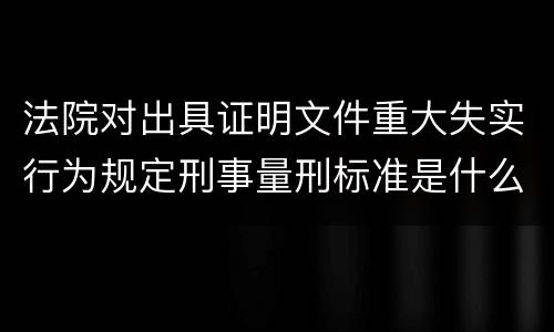 法院对出具证明文件重大失实行为规定刑事量刑标准是什么