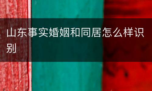 山东事实婚姻和同居怎么样识别