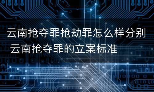 云南抢夺罪抢劫罪怎么样分别 云南抢夺罪的立案标准
