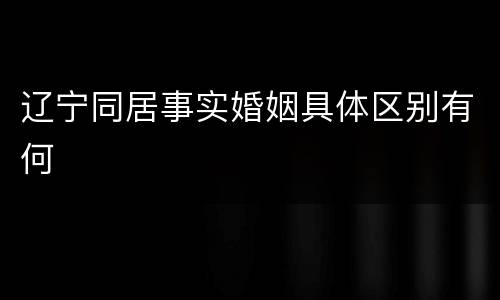 辽宁同居事实婚姻具体区别有何