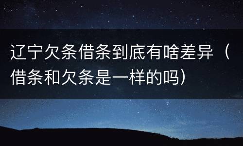 辽宁欠条借条到底有啥差异（借条和欠条是一样的吗）