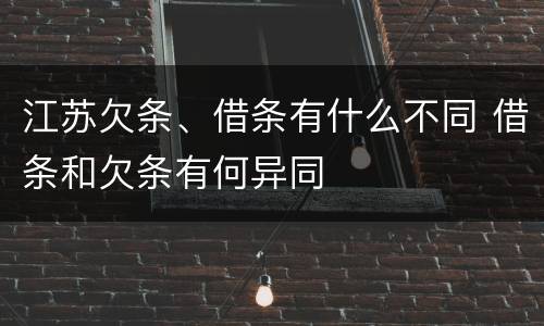 江苏欠条、借条有什么不同 借条和欠条有何异同