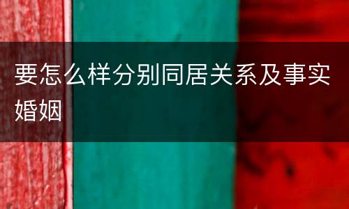 要怎么样分别同居关系及事实婚姻