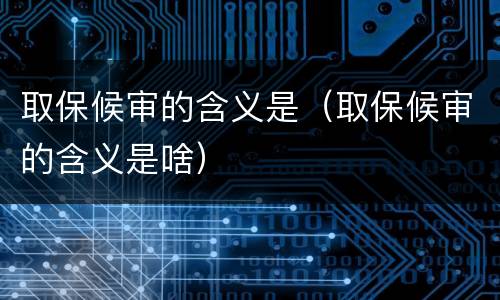 取保候审的含义是（取保候审的含义是啥）