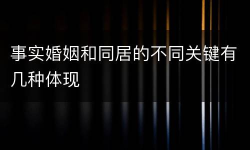 事实婚姻和同居的不同关键有几种体现