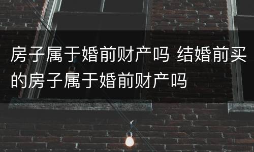 房子属于婚前财产吗 结婚前买的房子属于婚前财产吗