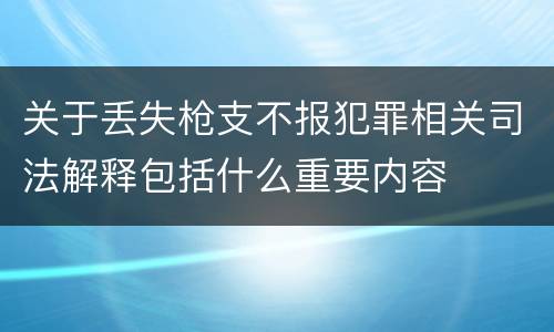 关于丢失枪支不报犯罪相关司法解释包括什么重要内容