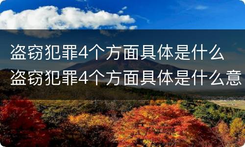 盗窃犯罪4个方面具体是什么 盗窃犯罪4个方面具体是什么意思