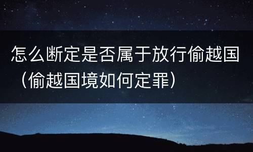 怎么断定是否属于放行偷越国（偷越国境如何定罪）