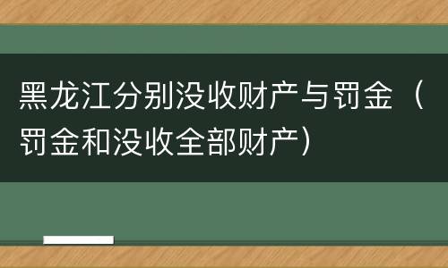 黑龙江分别没收财产与罚金（罚金和没收全部财产）