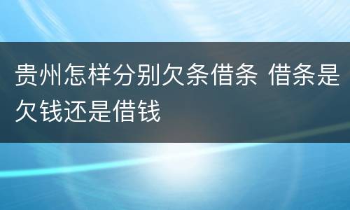 贵州怎样分别欠条借条 借条是欠钱还是借钱