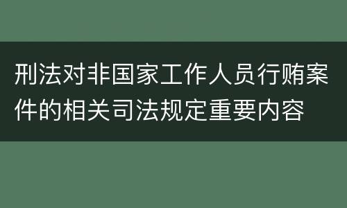 刑法对非国家工作人员行贿案件的相关司法规定重要内容