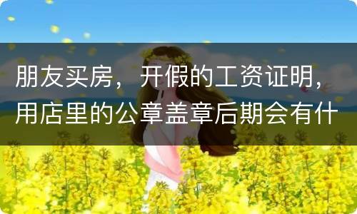 朋友买房，开假的工资证明，用店里的公章盖章后期会有什么责任