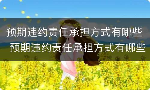 预期违约责任承担方式有哪些 预期违约责任承担方式有哪些规定