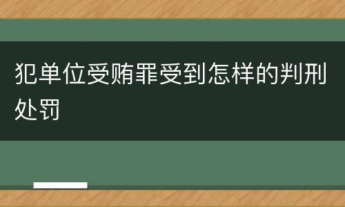 犯单位受贿罪受到怎样的判刑处罚