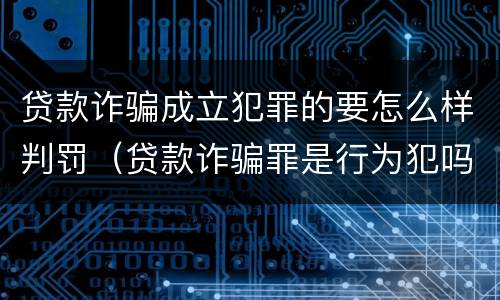 贷款诈骗成立犯罪的要怎么样判罚（贷款诈骗罪是行为犯吗）