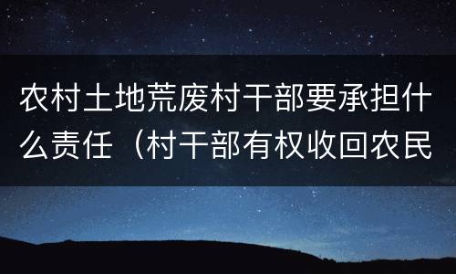 农村土地荒废村干部要承担什么责任（村干部有权收回农民开荒地吗）